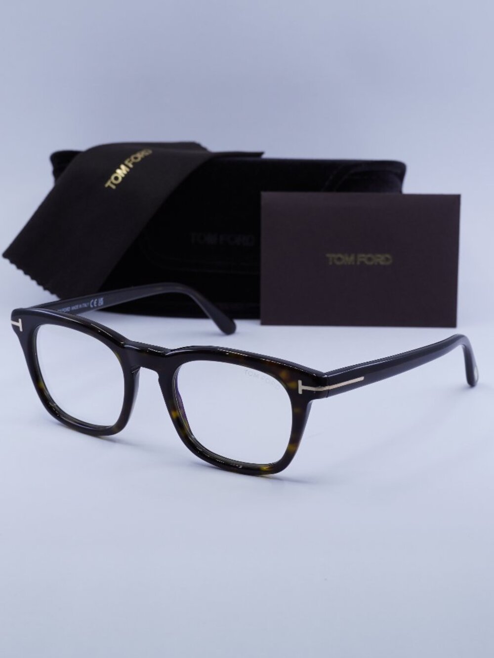 Tom Ford FT5870-B 052 Square Eyeglasses 50mm - Dark Havana